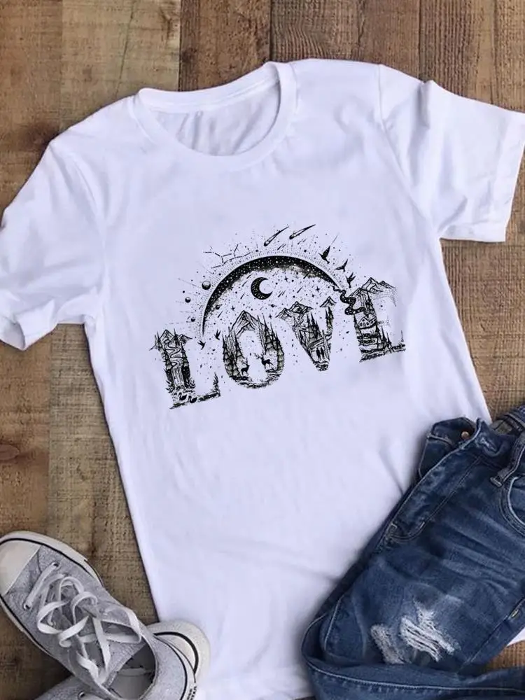 

Женская футболка с коротким рукавом, принтом и надписью Love, в стиле 90-х