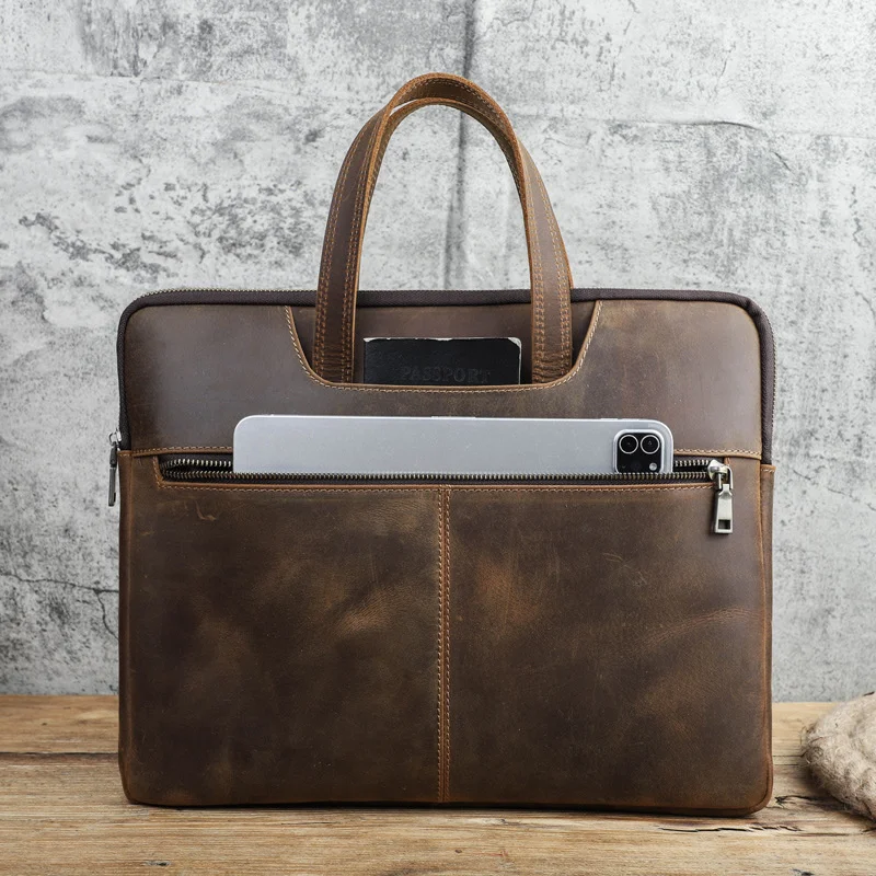 Cowhide Men Messenger Business Briefcase Hold 15inch Laptop Bags High Quality Shoulder Genuine Leather Crossbody Carteras Hombre