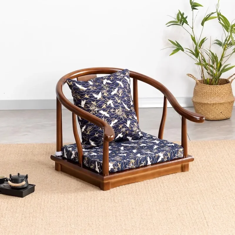 Сиденье татами в японском стиле из цельного дерева Zaisu напольное кресло без ног с