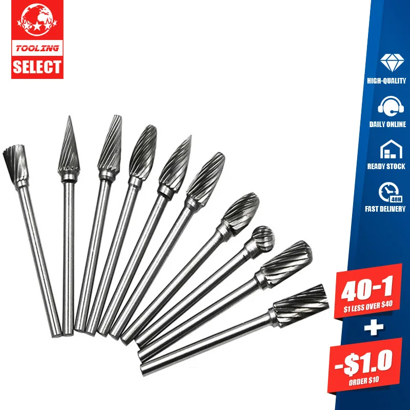 

Tungsten Steel Alloy Rotary File High Quality Electric Grinding Accessories Single And Double Grain Grinding Head Milling Cutter