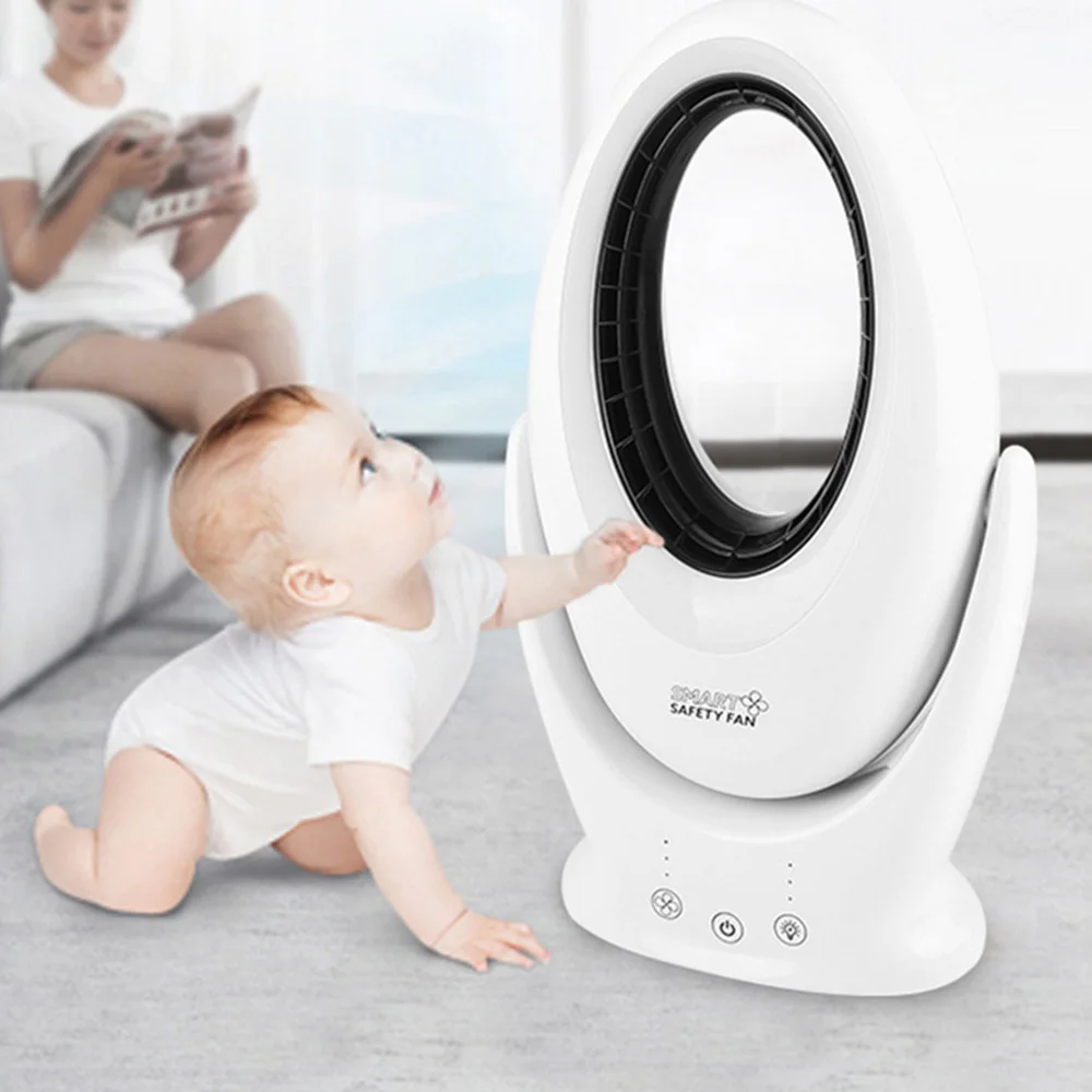 

Bladeless Fan with 7 Color LED Nihgt Light USB Rechargeable Silent Table Fan Outdoor Home Electric Fan Air Cooler TS1