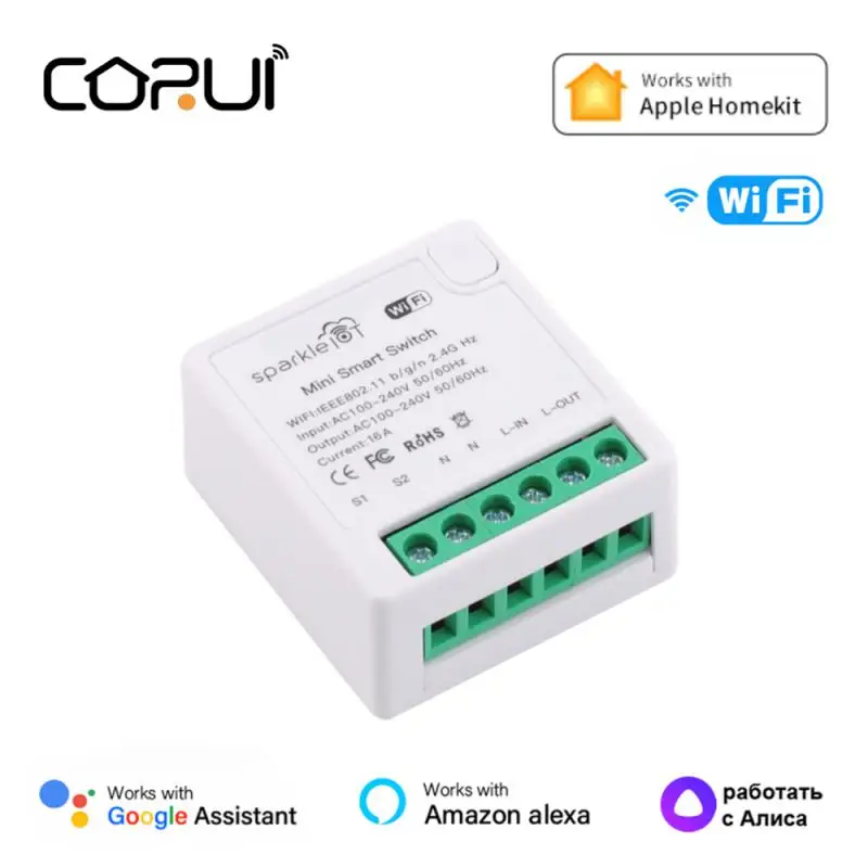 

CORUI 16A Homekit WiFi Smart Switch Module 2 Way Control DIY Light Switches Support Alexa Google Home Siri Alice Voice Control