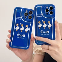 new ins funny cartoon blue duck phone case for iphone 12 13 11 pro max x xs xr anti fall air cushion cases cover