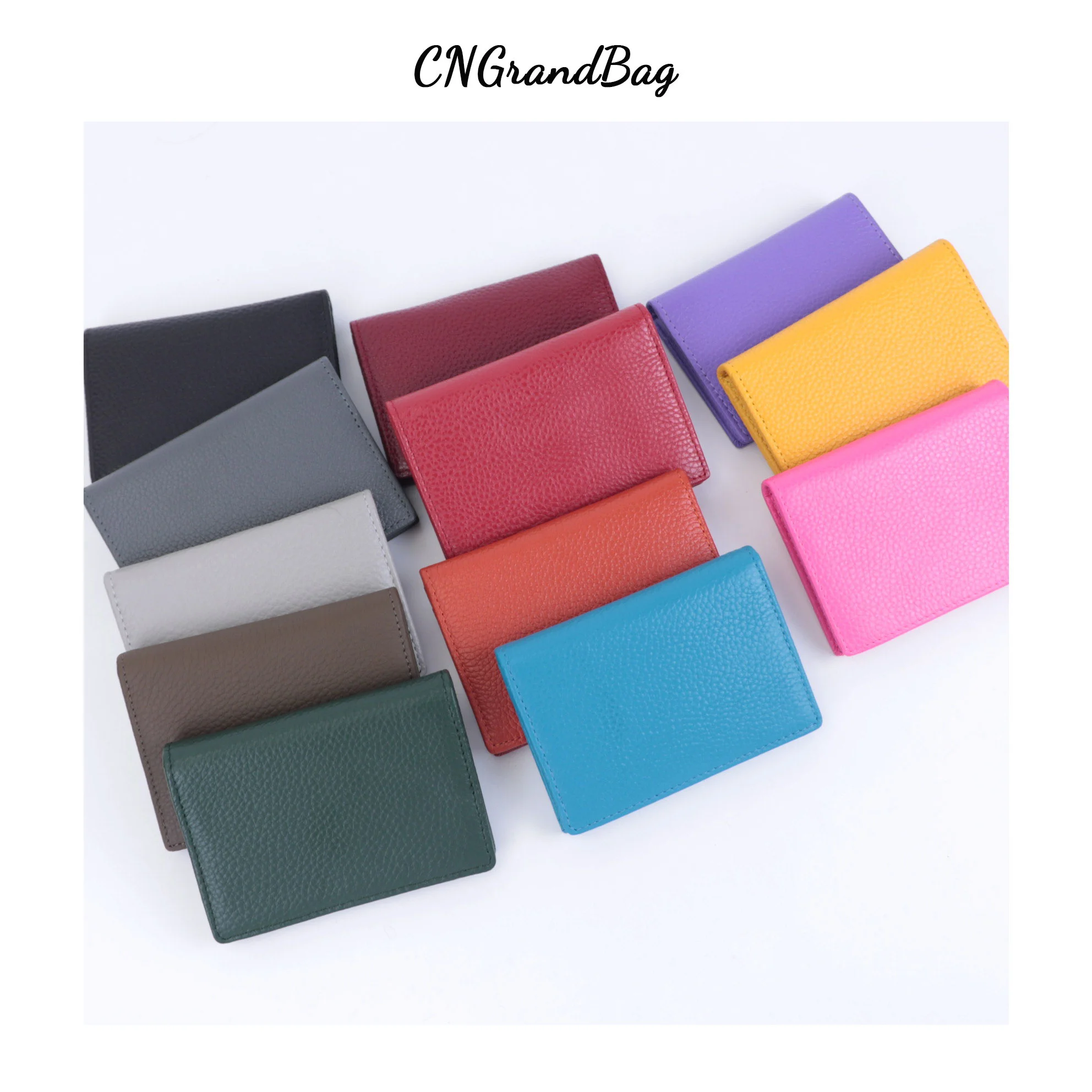 Free Customized Letters Service Genuine Cow Leather Business Card Holder Men Women Leather Card Case