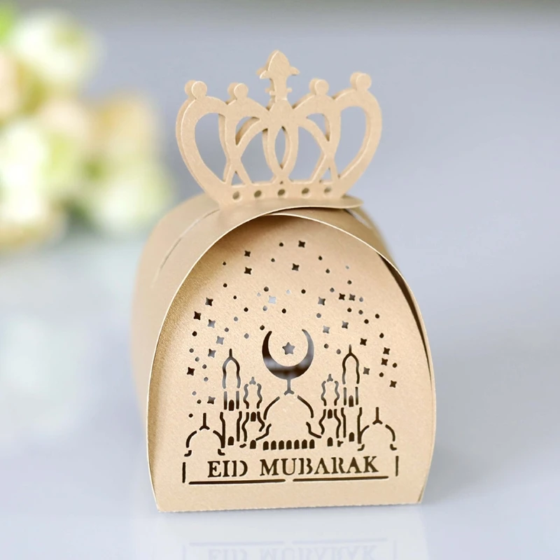 

100pcs Eid Mubarak Candy Box Favor Ramadan Kareem Gift Boxes Islamic Muslim Festival Happy Al-Fitr Event Party Supplies
