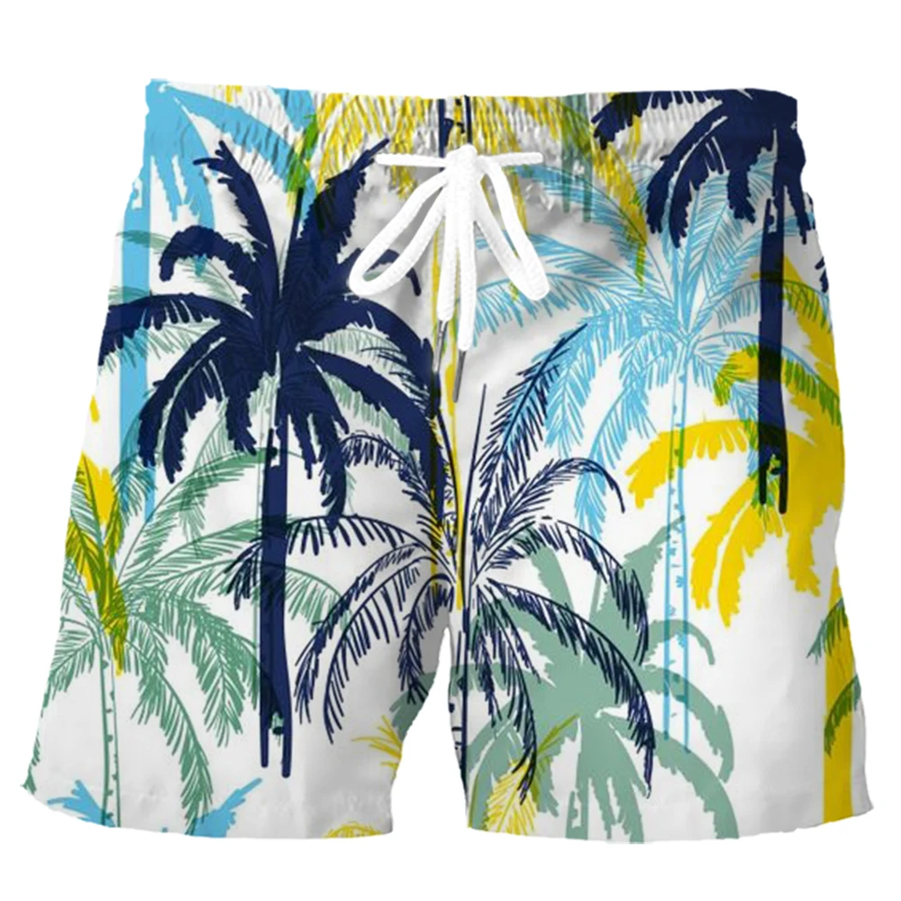 

HX Fashion Men Shorts Coconut Art 3D Printed Board Shorts Hawaii Summer Casual Shorts Pants Men Clothing
