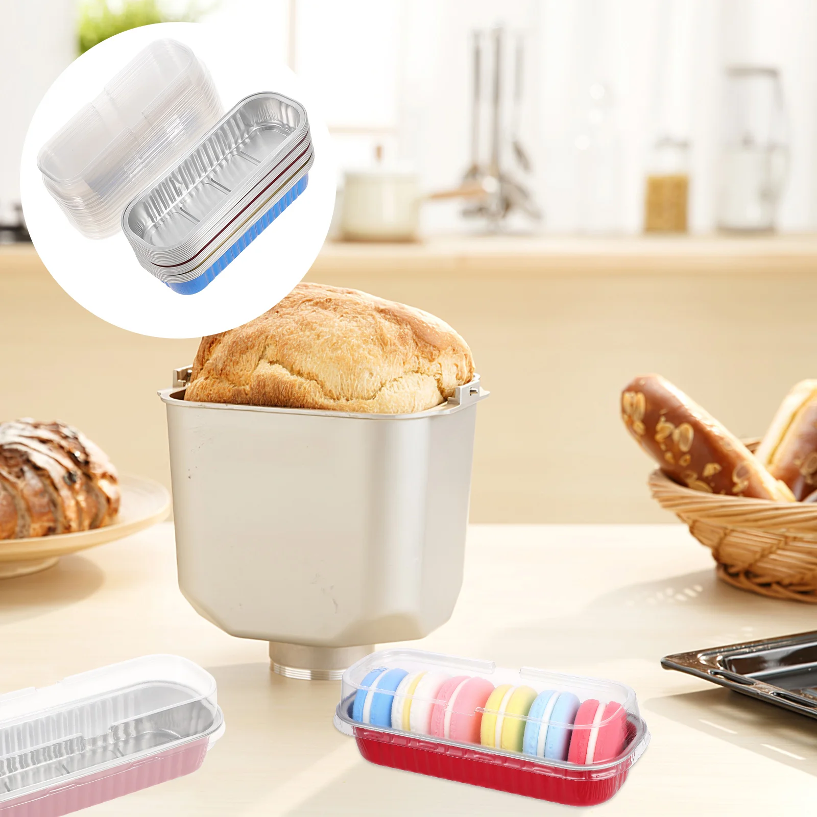 

20 Pcs Cake Pan Aluminum Loaf Pans Lids Tin Loaf Pans Square Bread Pan Lid Cake Box Mold Dessert Containers Holders