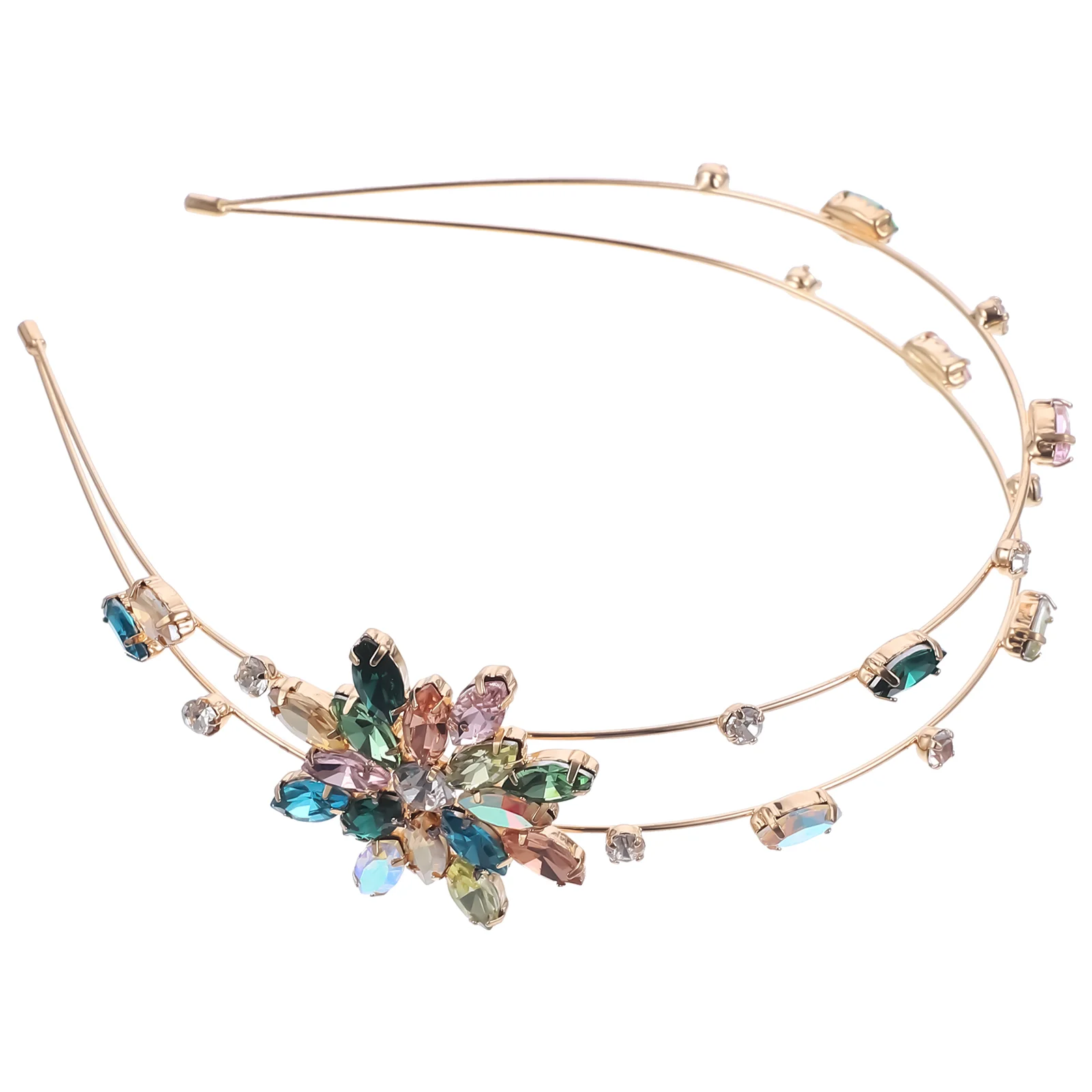 

Sparkly Flower Crystal Headband Colored Leaf Rhinestone Hairband Elegant Big Flowers Headband Flexible Wire Metal Hair Band