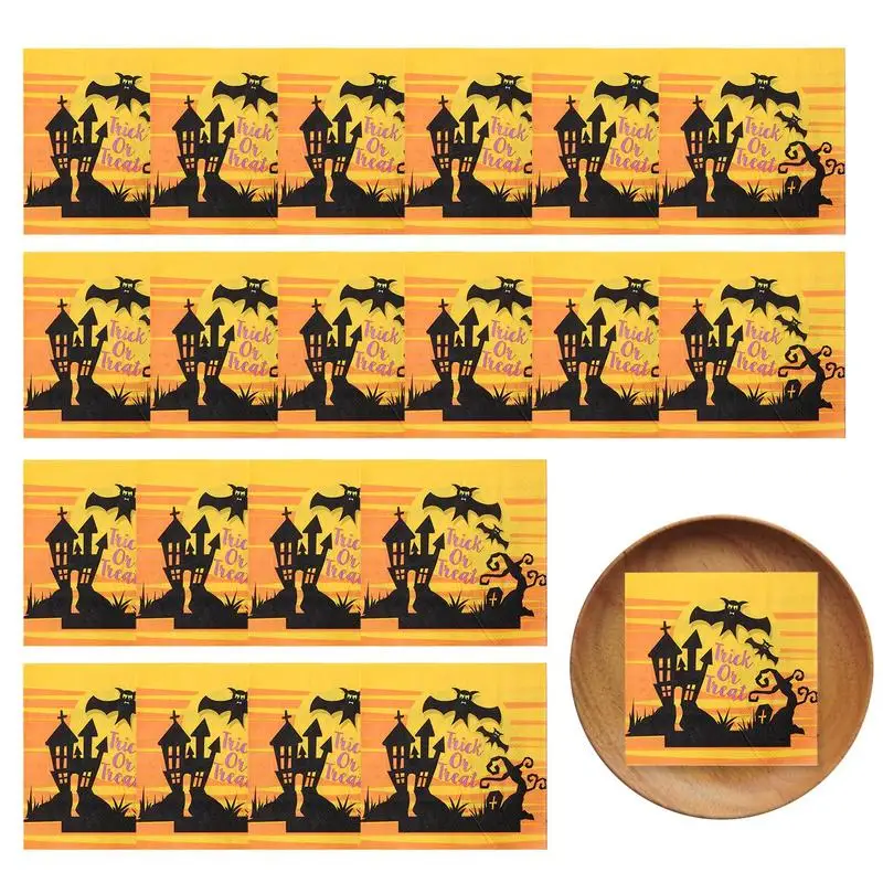 

20 шт./упаковка, бумажные салфетки с надписью «Happy Halloween»