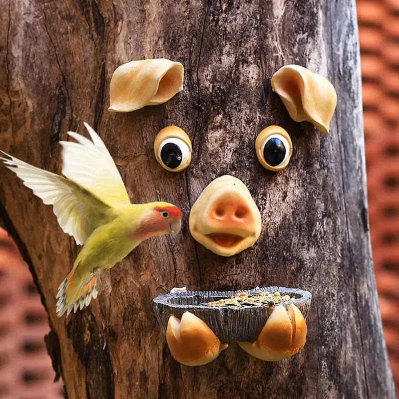 

Декор для лица дерева, забавные уникальные кормушки для птиц ручной росписи для двора, сада, искусства, для улицы и помещения, из смолы