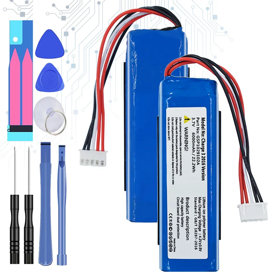

GSP1029102A (2016 2015 Version) 6000mAh Replacement Battery for JBL Charge 3 Charge3 2016 2015 Version Speaker Battery + tools