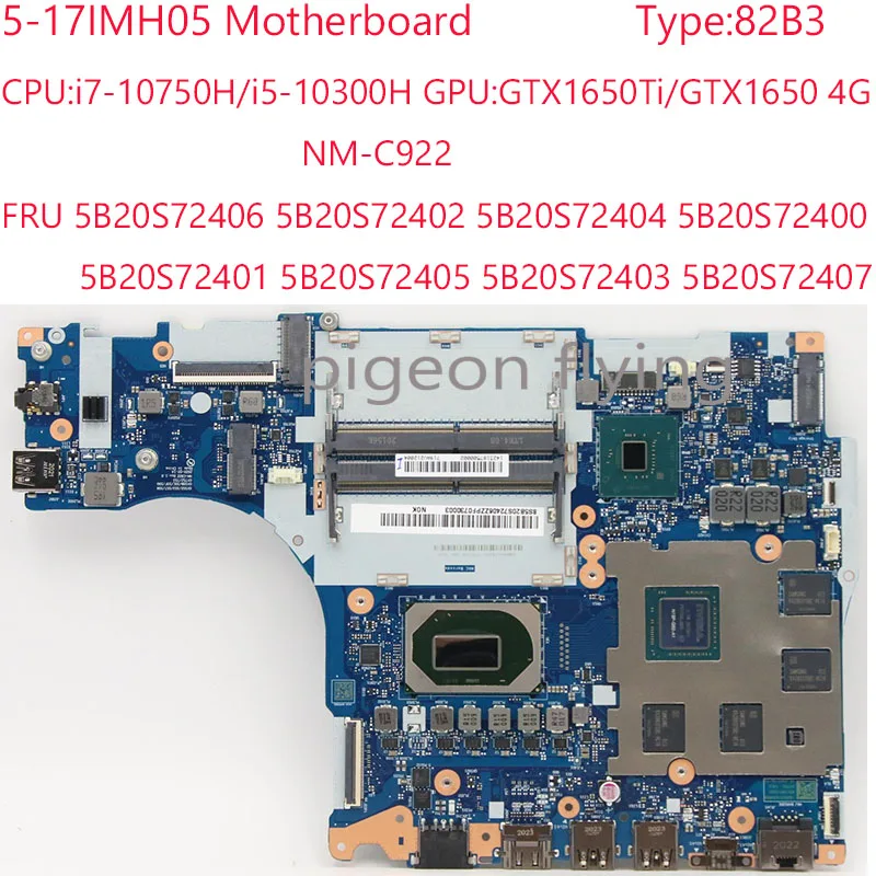 

5-17IMH05 материнская плата NM-C922 5B20S72406 5B20S72402 5B20S72404 5B20S72400 для ноутбука Legion 5-17IMH05 82B3 i7/i5 100% протестированная нормально
