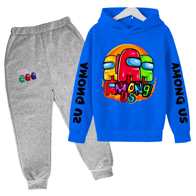 

4-14 Years Children Baby Boys Among Us Sweatshirt Sets Childrens Tops+Pant Kids Boys Girls Clothes Cotton Printing Hoodies Suit