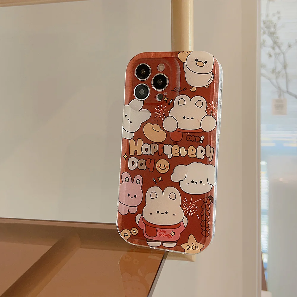 Lovely Rabbit Fireworks Phone Case For Iphone 14 13 12 11 Pro Max X XR XSMAX 7 8 Plus SE TPU Case Cover New Products