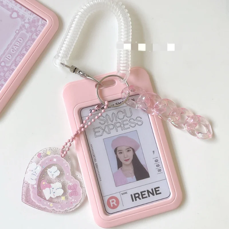 

Kawaii Небесно-Голубой держатель для фотокарт, кредитных карт, удостоверений, банковских карт, фотографий, держатель, защитный чехол для автобусной карты, подвеска