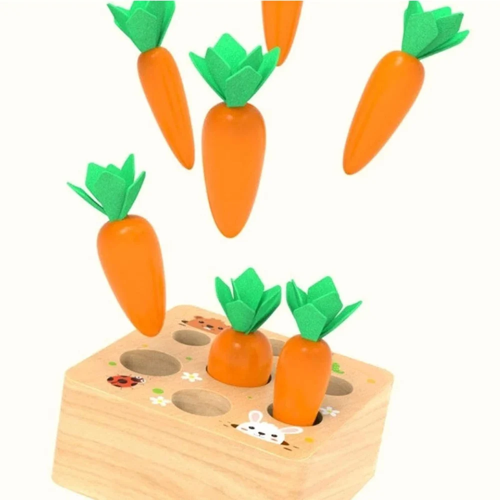 Деревянные Монтессори Математические Когнитивные Игрушки Морковь Формы Соответствия Размер Родитель-ребенок Взаимодействие Учебный Подарок Детям