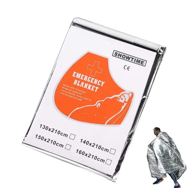 Pocket Emergency Blanket Waterproof Thermal Foil Aluminum Blankets Outdoor Camping Mat Pad Survival First Aid Rescue Devices