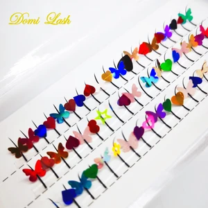 Imported Domi Mix Color Eyelash Extensions Butterfly Heart Glitter Spikes Fairy Individual Lashes Faux Cilios