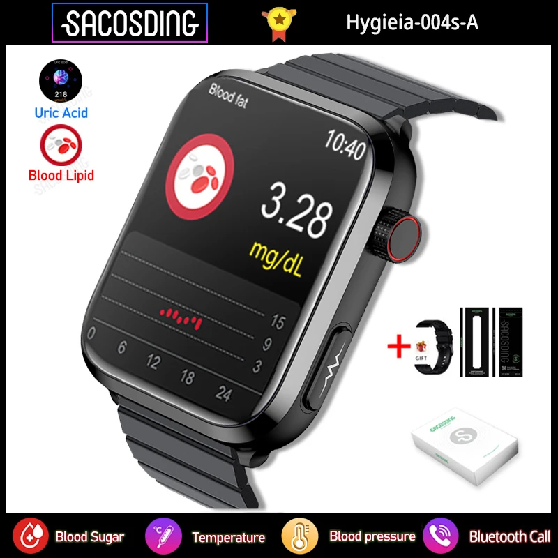 

New Noninvasive Blood Sugar Smart Watch Health Blood Lipid Uric Acid Monitor ECG+PPG Sport Watch Smart Bluetooth Call Smartwatch