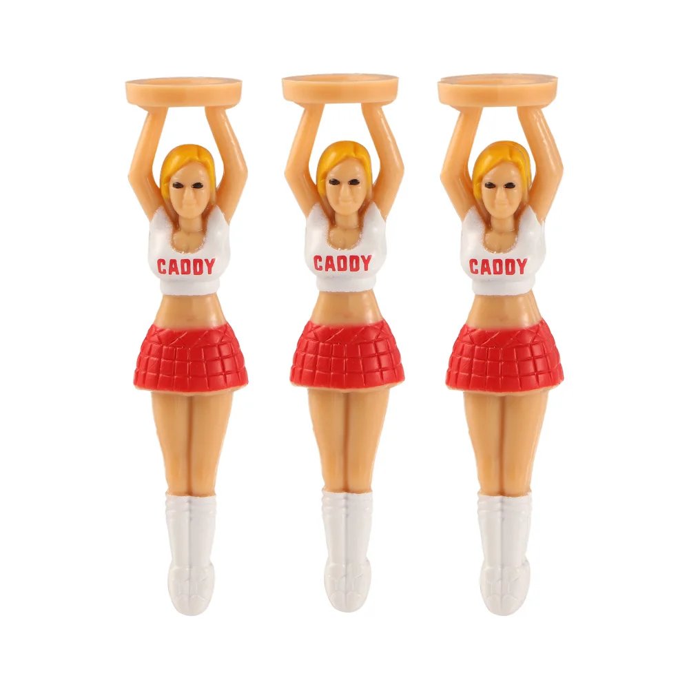 

3Pcs Beauty Cheerleader Model Shaped Golf Ball Tees Holder Practical Golf Balls Standing Nail Training Supplies Golf Accessories