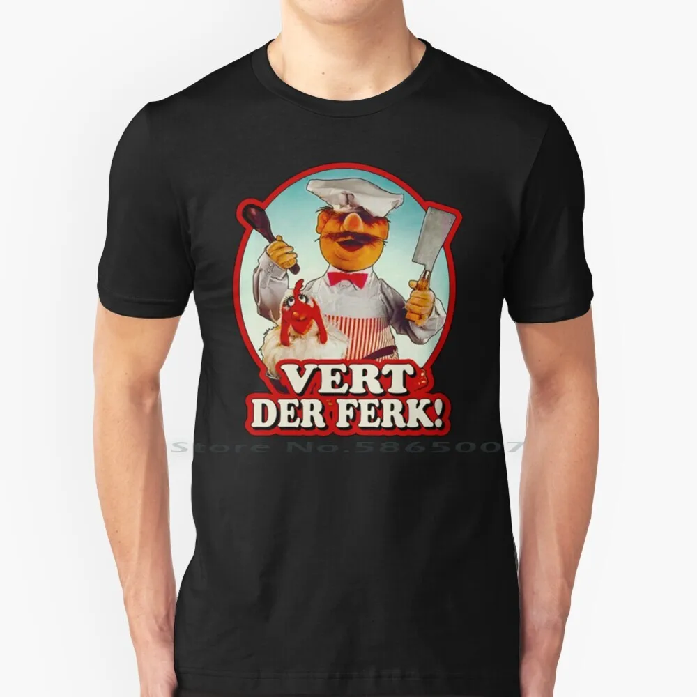 

Шведский шеф-повар Vert Der Ferk, Винтажная футболка из 100% хлопка, Шведский шеф-повар, приготовление пищи, забавная винтажная кухонная утварь