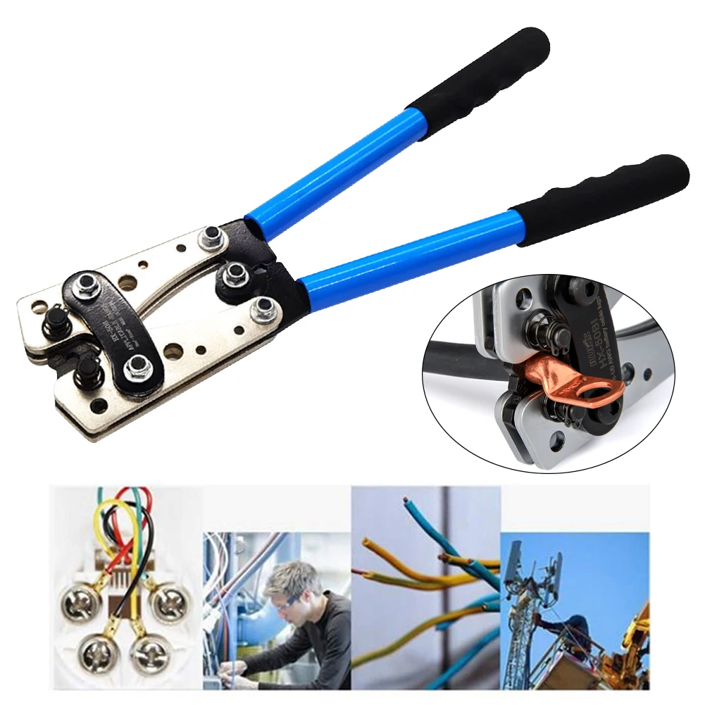 

Wire Heavy Duty Portable Electrician Professional Aluminum Alloy Home Crimping Plier For 6-50mm Cable Lug Sturdy Terminal Repair
