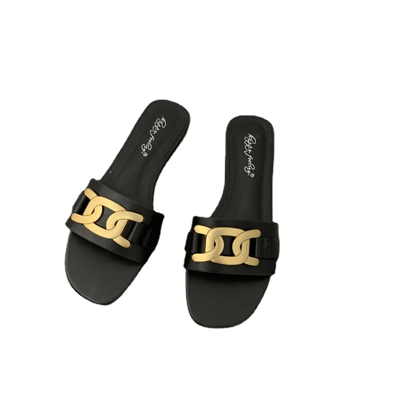 Туфли женские на плоской подошве брендовые лоферы без застежки цепочке