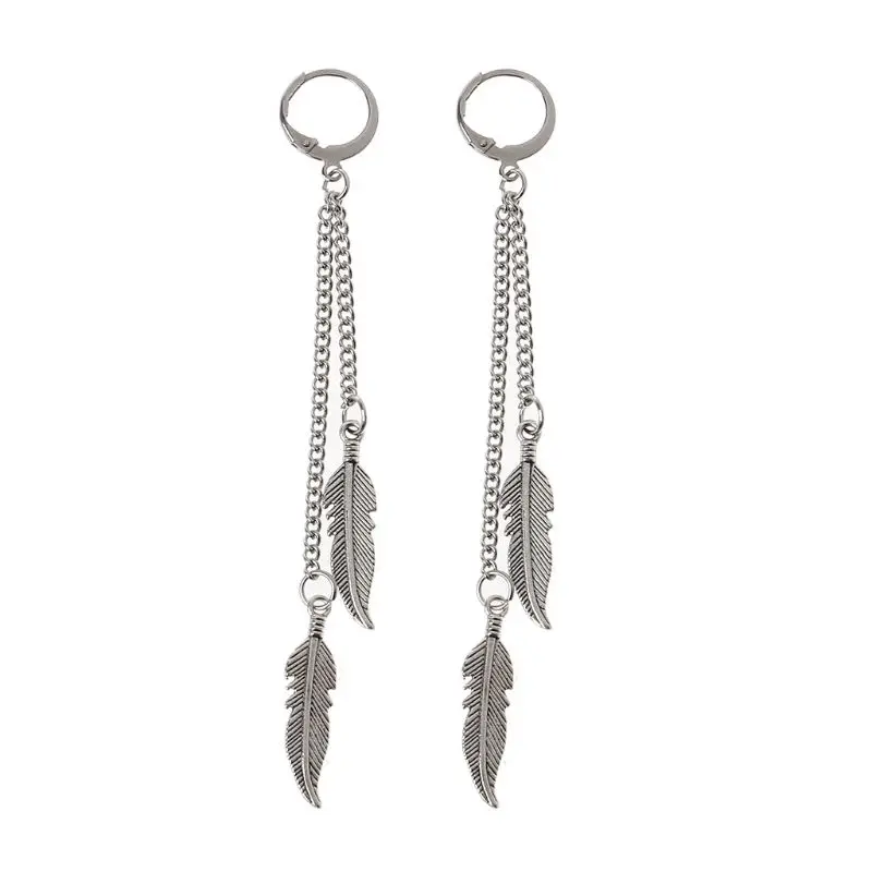 

Korean Feather Drop Earrings Leaf Tassel Dangle Earrings Jewelry for Birthday