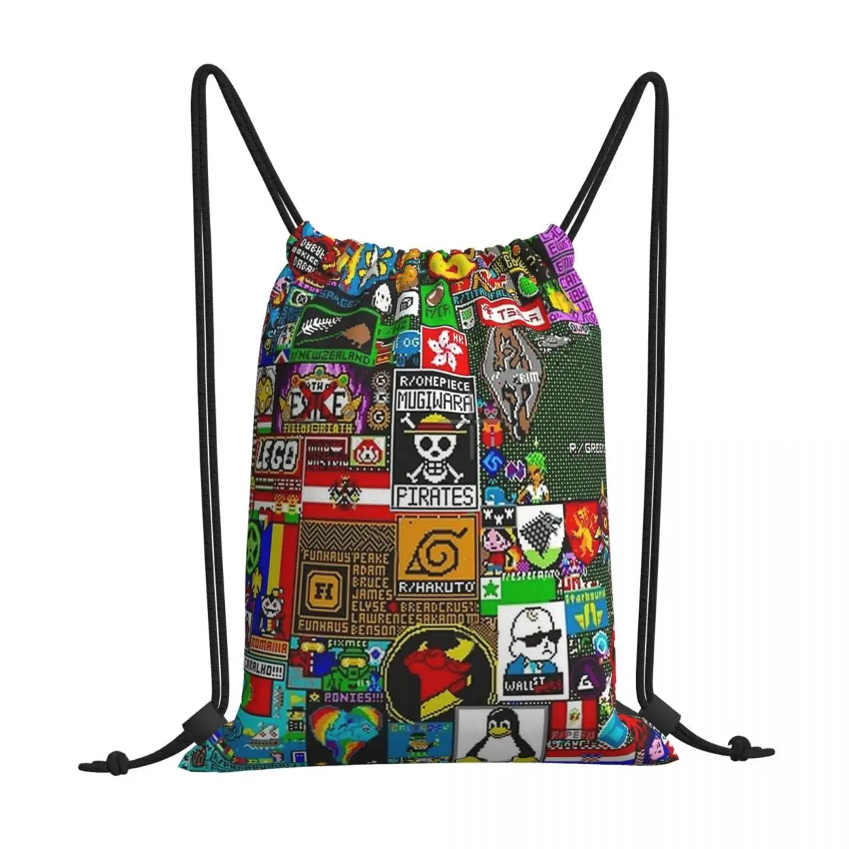 Финальное изображение Reddit R Place Pixel художественные Сумки на шнурке сумка для