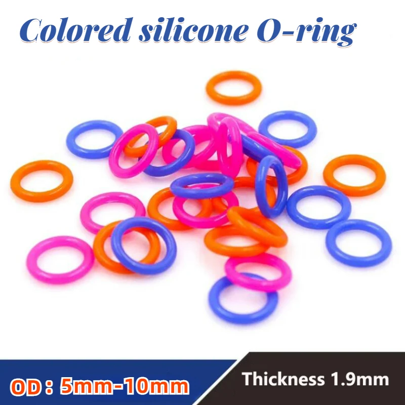 

10PCS / Bag Multicolor Thickness CS1.9mm OD 5mm-10mm Silicone Rubber O-ring Silicone / VMQ Rubber Gasket O Ring Sealing Ring