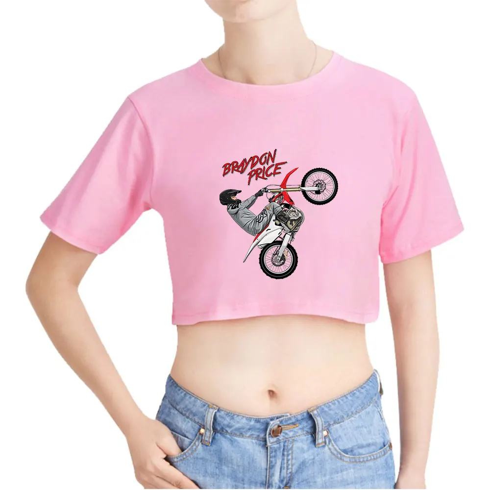 Кроп-Топ женский с круглым вырезом открытым пупком |