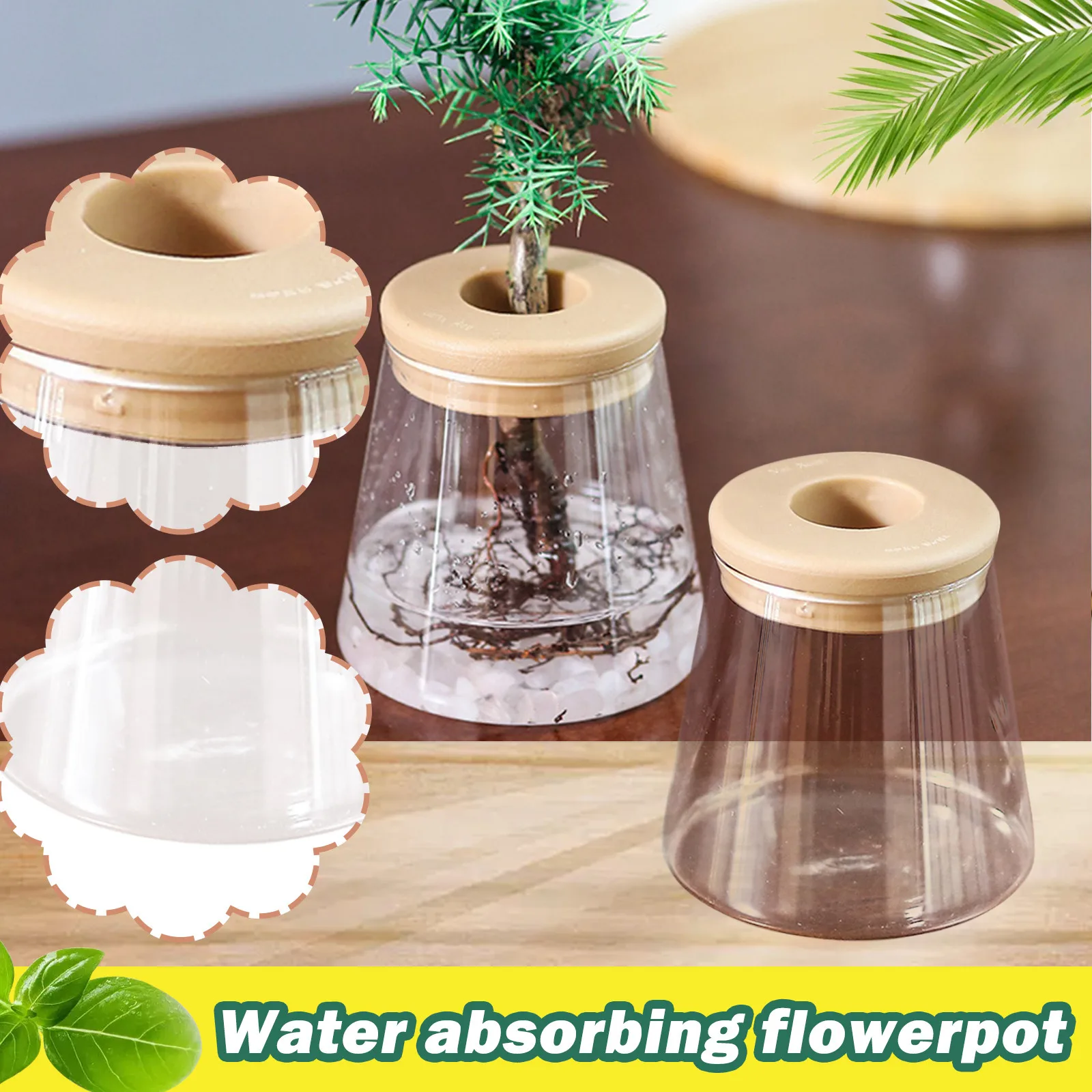 

Water-Absorbing Transparent Flowerpot Green Soilless Hydroponic Patio & Garden
