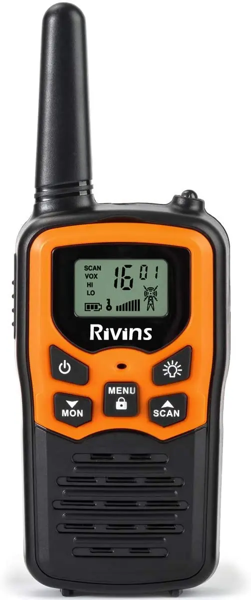 Rivins RV-7 Walkie Talkies for Adults 6 Pack 2-Way Radios 22 Channel FRS Walkie Talkies UHF Handheld Walky Talky (Black/Orange)