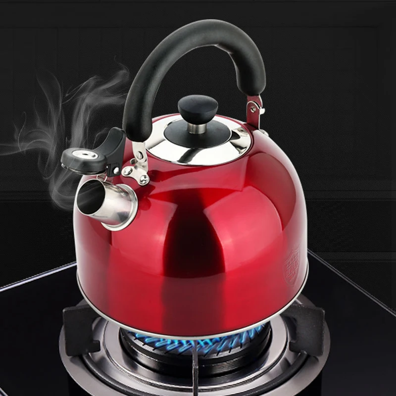 

Red Stainless Steel Electric Kettle Metal Portable Kettle Whistle Water Boiler Camping Teapot Chaleira Smart Kitchen Accessories