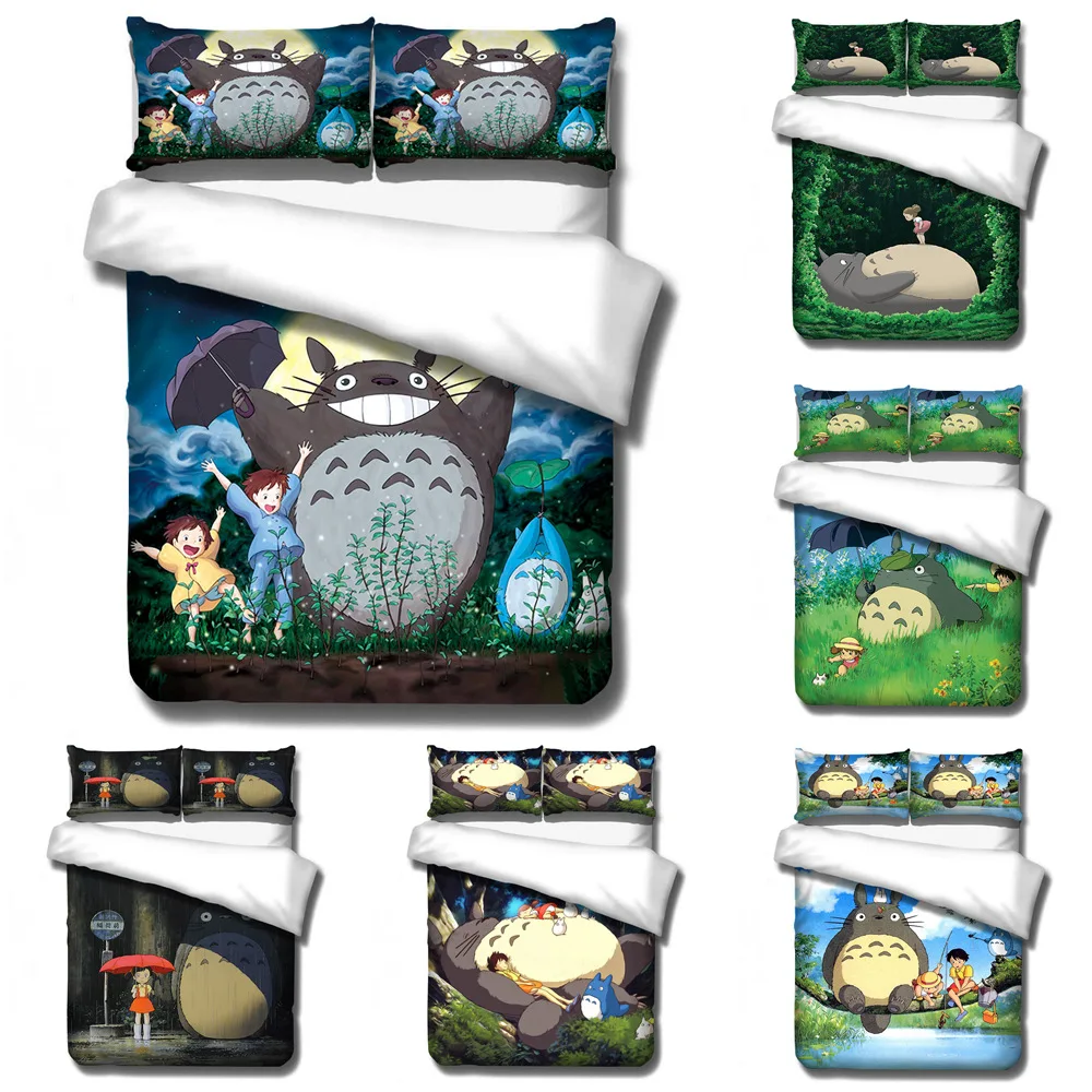

Комплекты постельного белья Tonari no Totoro, размер, мультяшное одеяло, постельное белье, пододеяльник, наволочка, комплект из 2-3 предметов для взр...