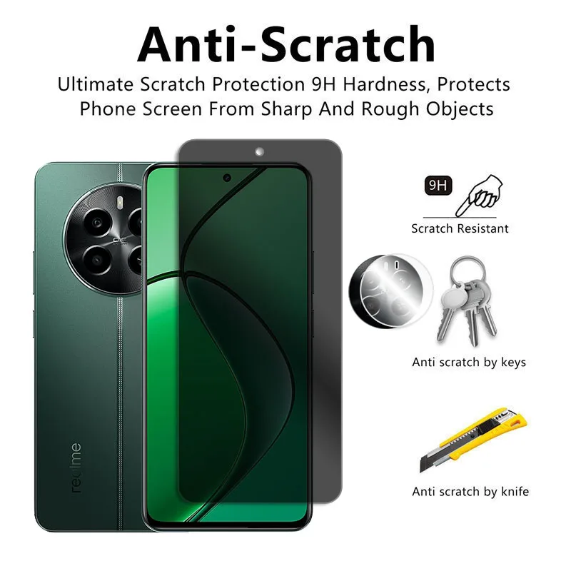 Антибликовое закаленное стекло для Realme 12 4G пленка камеры переднее 13 Антибликовая