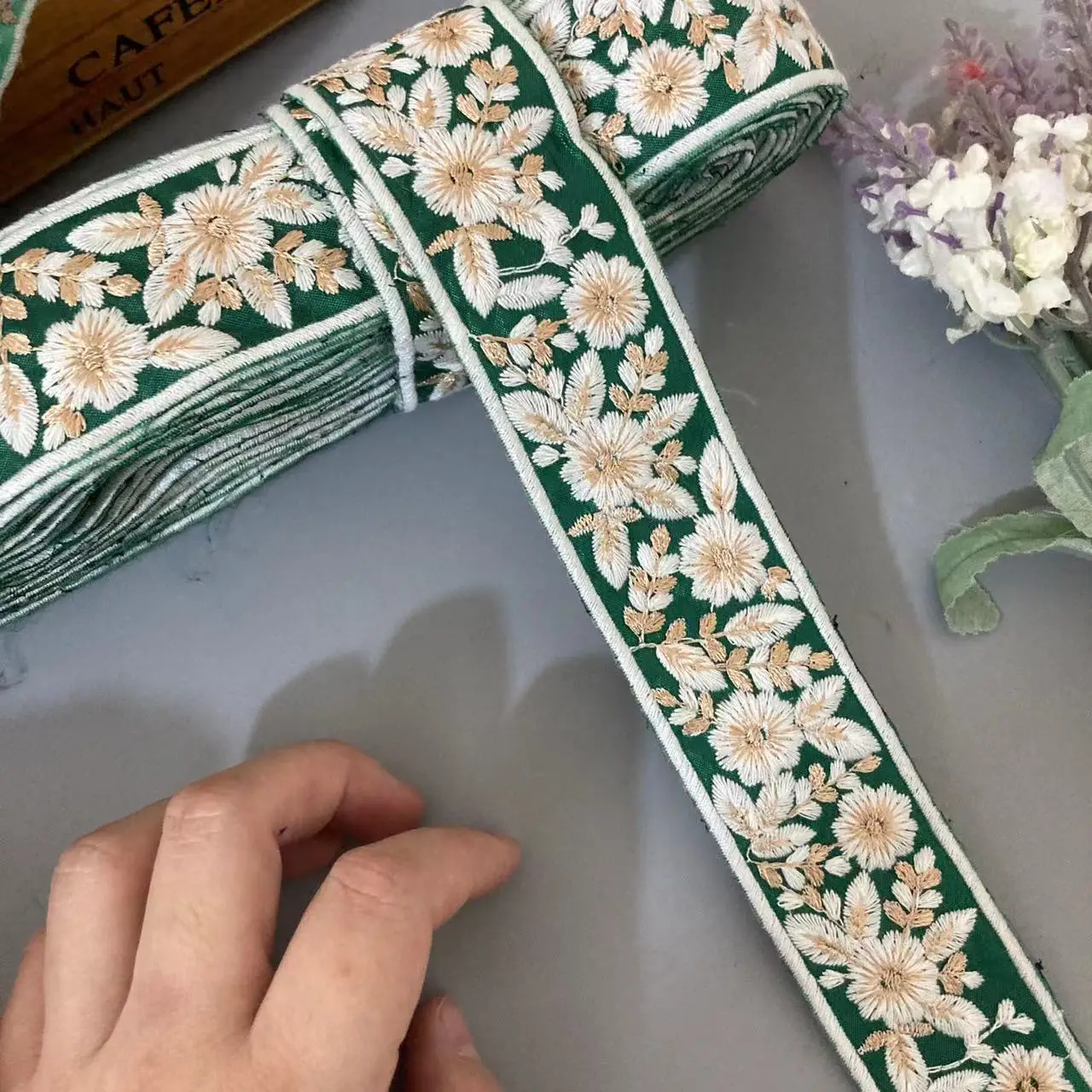 1 ярд ширина 3 6 см зеленая кружевная лента с вышивкой в этническом стиле отделка