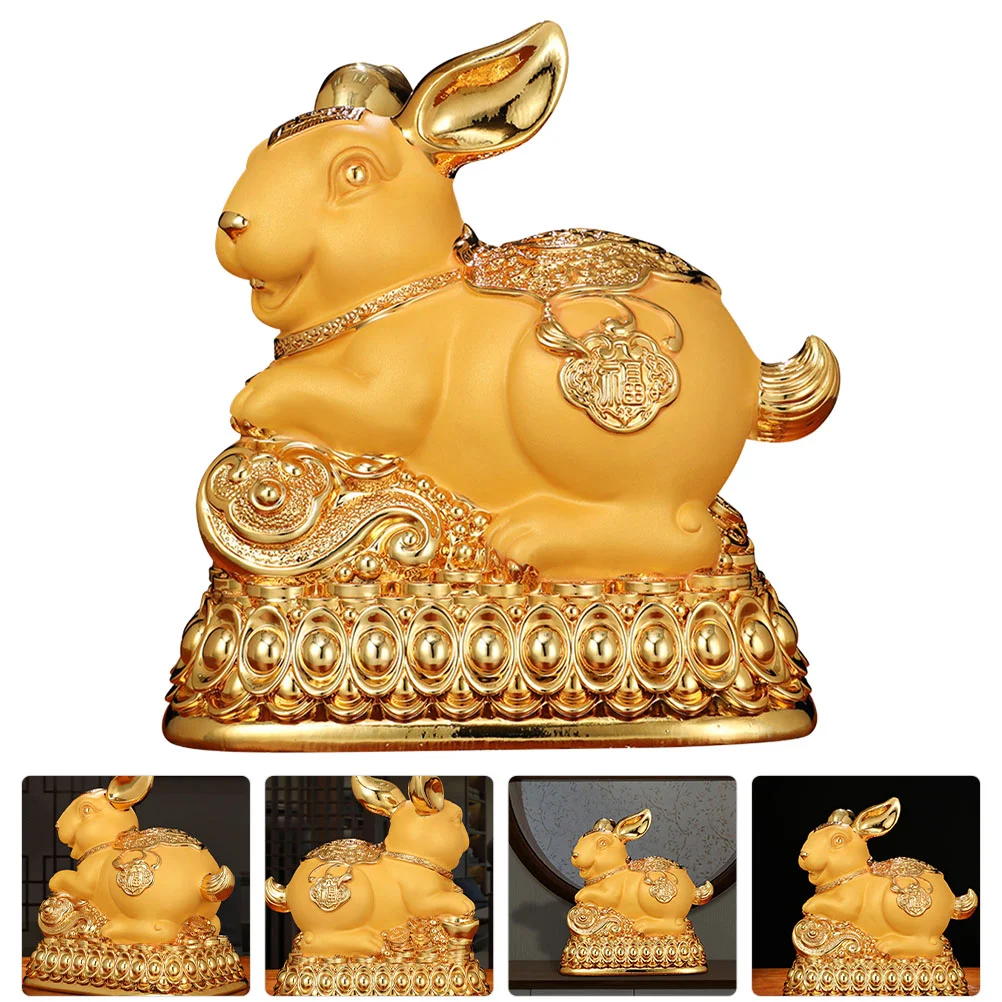 

Bank Bunny Money Piggy Year New Saving Resin Animal Zodiac Figurines Jar Rabbit Decoration Gift Happy Chinese Box Decorative