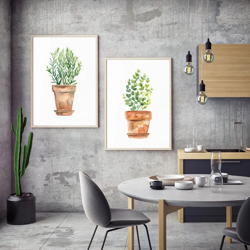 Акварельные травы орегано петрушка розмарин постеры и принты Картина на холсте