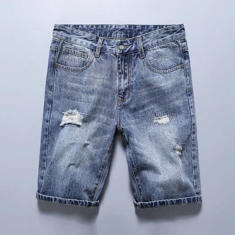 Men's Denim Pants Fashion Loose Wide Leg Jeans Casual Streetwear Printed Cross Trousers Pure Cotton Pants Baggy Men Jeans