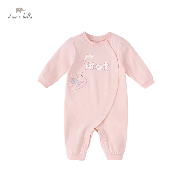 

DB1221149 dave bella spring new born baby girls fashion cartoon print jumpsuits infant toddler clothes children romper 1 piece
