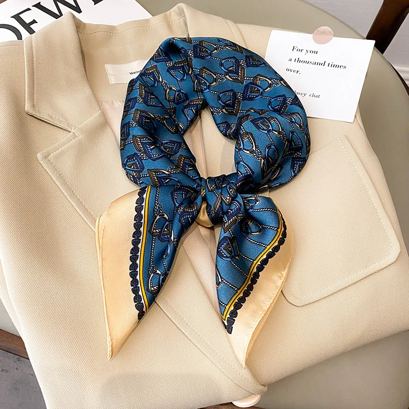 

2022 Fashion New 70*70 cm Ladies Luxury Silk Scarf Brand Designer Western Style Spring And Autumn Head Scarf Shawl Women's Scarf