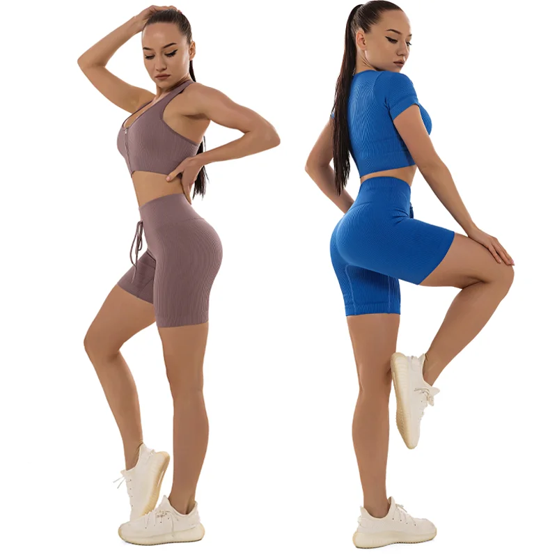 2/3/5Pcs Women Yoga Sets Gym Sportswear Women Tracksuit Leggings Bra Top Shorts For Female Outfits Workout Clothes Fitness