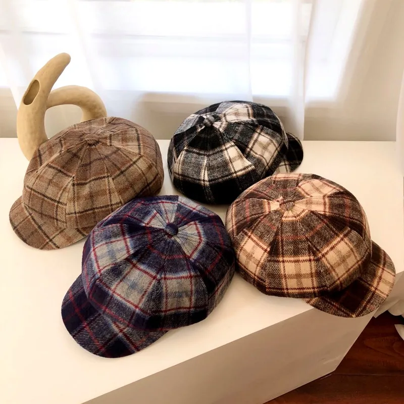 

Wool Newsboy Cap Wool Fashion Hats for Women Female Winter Cap Girl Caps Visor Travel Beret Thick Warm Vintage Bonnet Visors Hat