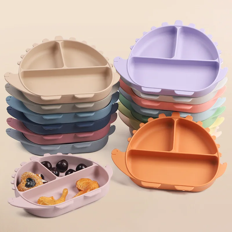 

1PC Cartoon Animal Tableware Baby Utensils Soft Silicone Toddler Food Feeding Plates Dinosaur Dinnerware