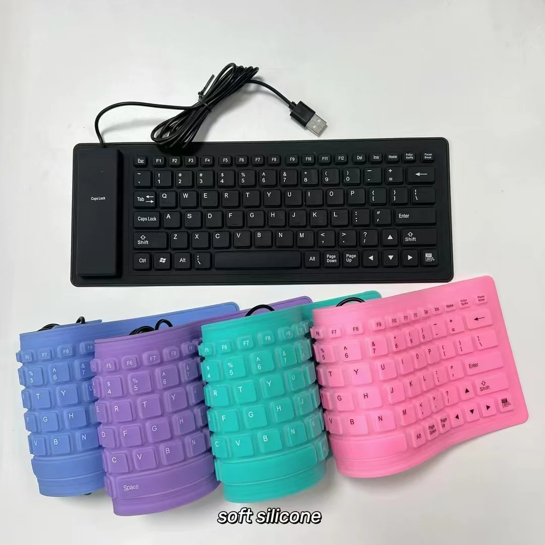 Мини 84 клавиши силиконовая клавиатура проводная USB портативная складная тихая