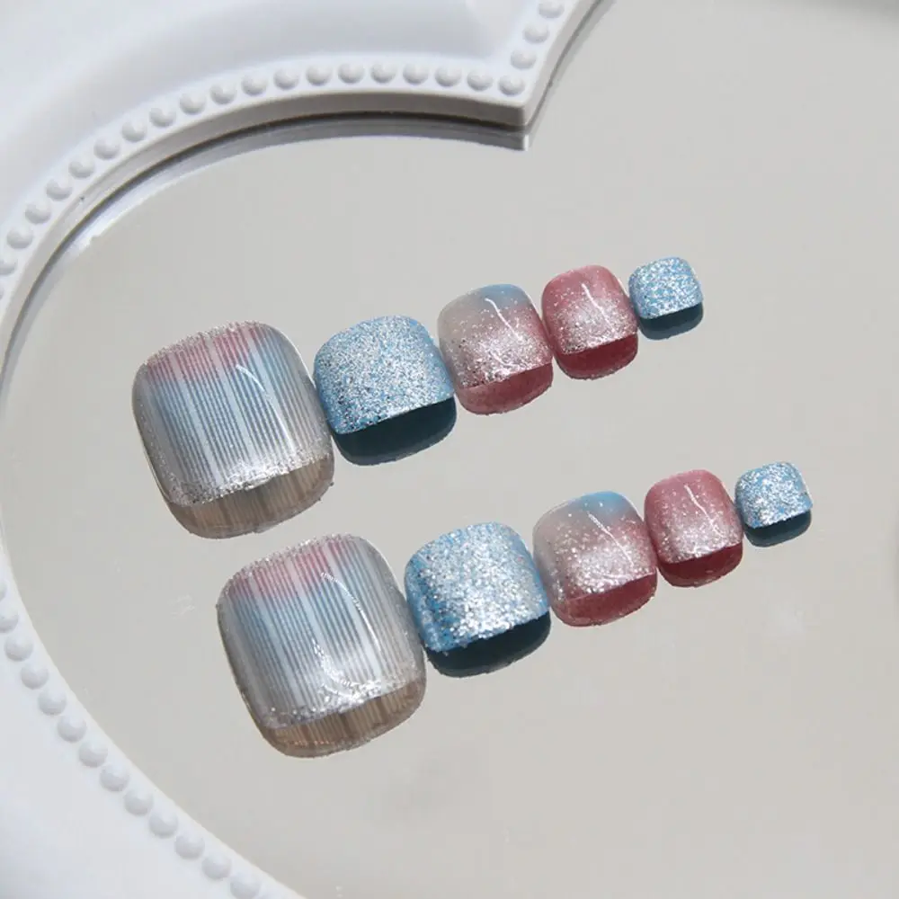 24 шт. Новые Короткие квадратные накладные ногти французский полное покрытие