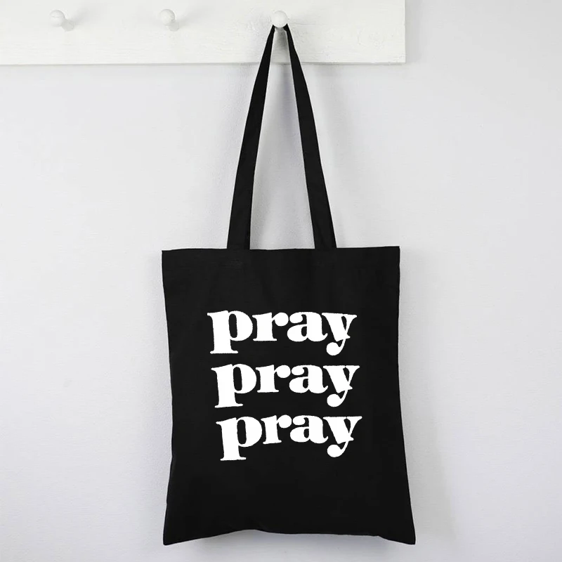 

Christian Canvas Tote Bag Christian Pray Tote Bags Faith Jesus Shopping Bags Reusable Christian Eco Friendly Products