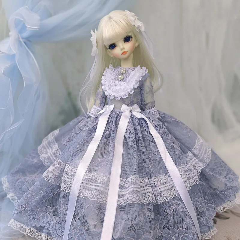 

BJD Doll Clothes Gentle Long-sleeved Lace Dress For 1/4 BJD MDD MSD Western-Style Clothes Doll Accessories