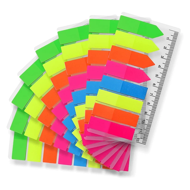 

Adhesive Strips, Page Markers, 1280 Pieces, Sticky Notes, Writable Labels, Highlighter Strips 5 Colors, 8 Sets